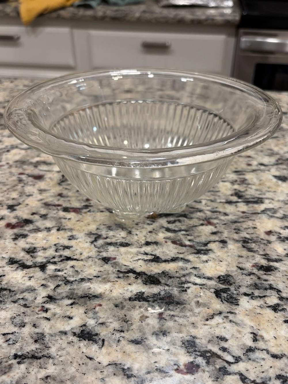 Depression Federal Clear Glass Nesting Mixing Serving Bowl 7 inch Footed Ribbed